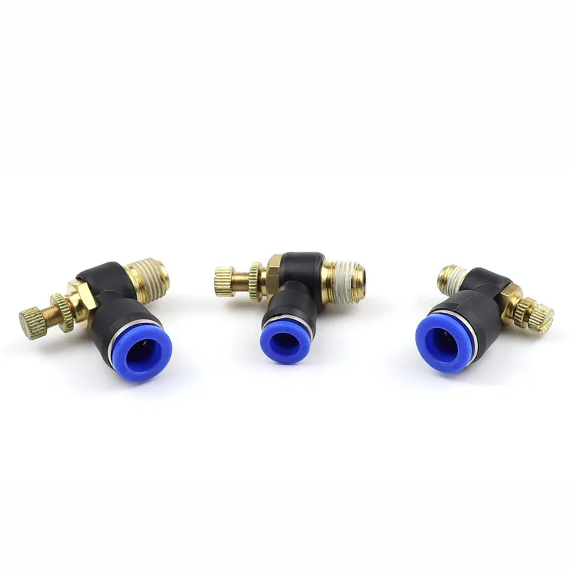 속도 제어 공압 피팅 스로틀 밸브 컨트롤러, 공기 1/8, 1/4 인치, 3/8 인치, 1/2 인치, 4mm, 6mm, 8mm, 10mm, 12mm 호스 튜브, 빠른 연결