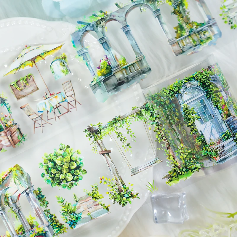 Washi Tape Masking Tape Decorative Tape Decoration Tape 2m/Roll Landscape Collage PET Washi Tape For Scrapbooking Journaling Planner Diary