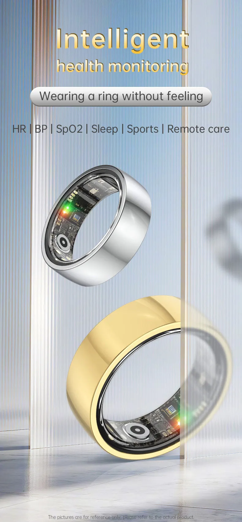 R1000 Stainless Steel Health Tracker Smart Ring Blood Oxygen Pressure Heart Rate Monitor Smart Finger Rings Fitness Waterproof