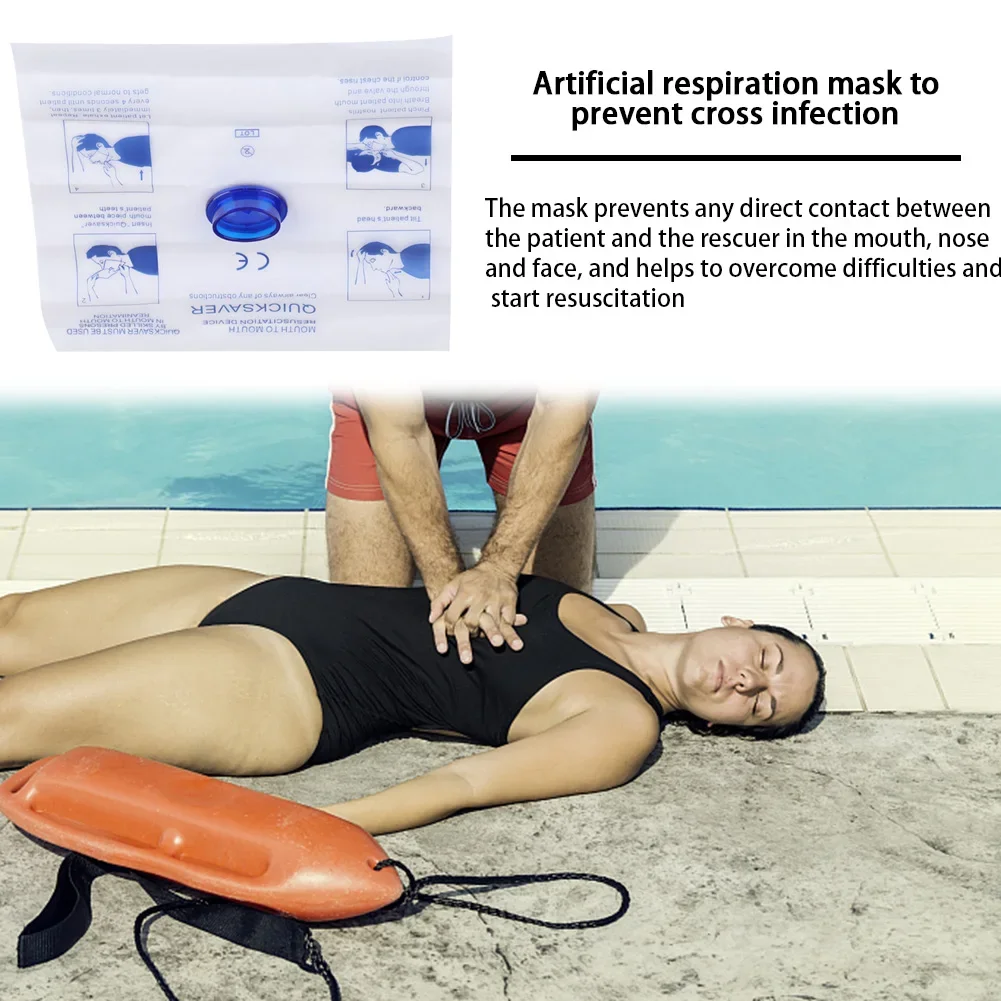 Disposable First Aid Breathing Respirator Mouth to Mouth CPR Face Shield Artificial Respiration Breathing Mask Emergency Rescue