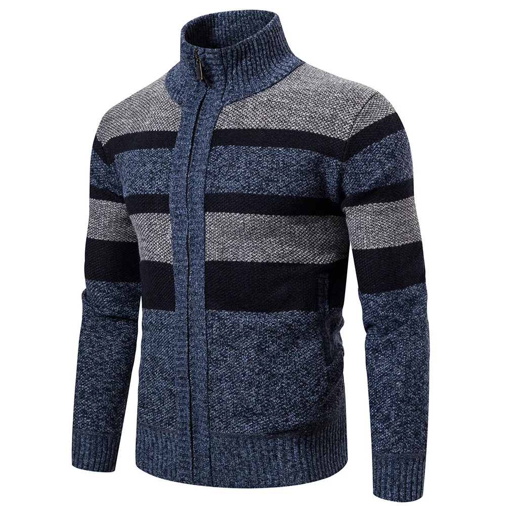 

Fashion New Autumn Winter Cardigan Men Sweaters Jackets Coats Striped Knitted Cardigan Slim Fit Sweaters Coat Mens Clothing 2023