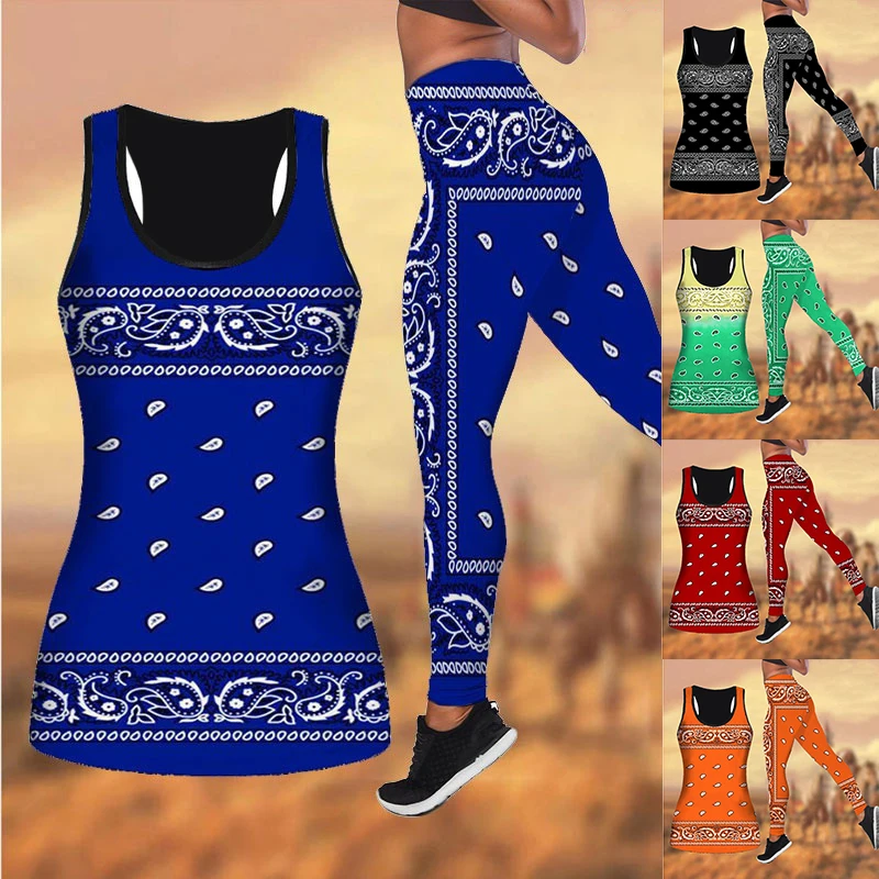 

2023 Fashion Yoga Pants Yoga Set Leggings Suit Vest for Women Summer Tank Top Yoga Tank Tops Plus Size Print Summer XS-8XL
