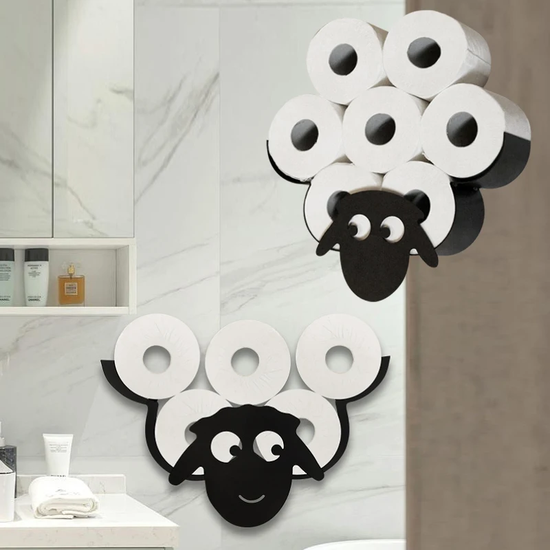 

Sheep Tissue Holder Decorative Toilet Paper Holder Wall Mounted Storage Roll Metal Stand Racks Bathroom Kitchen Accessories