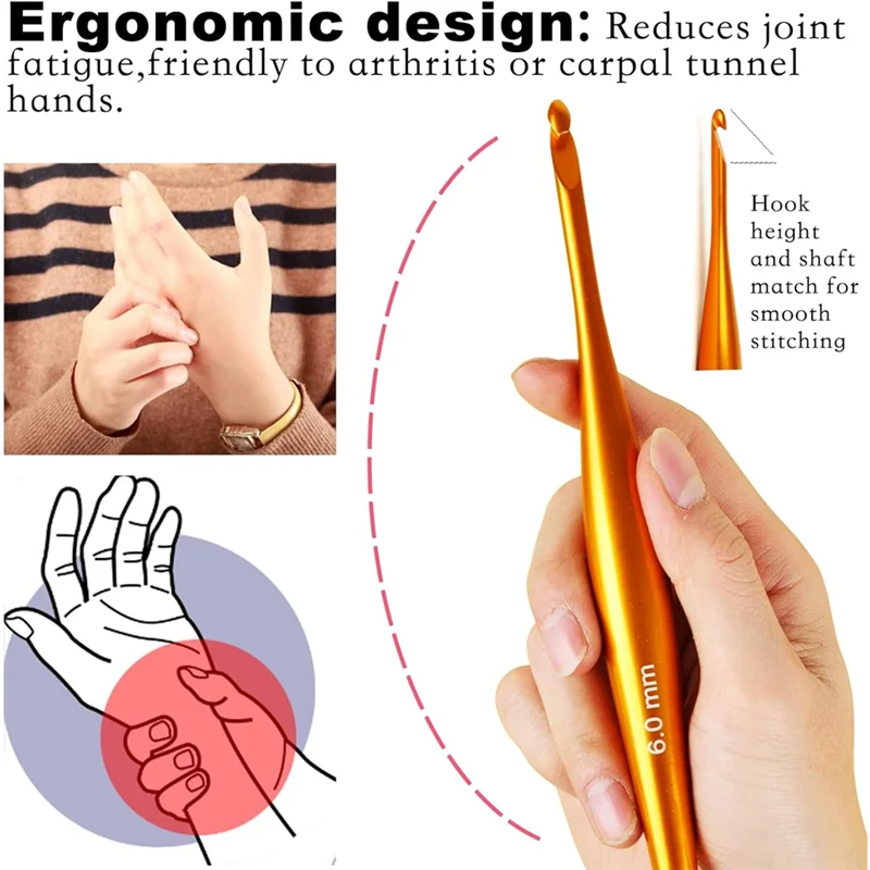 Ergonomic Aluminum Crochet Hook Set 5