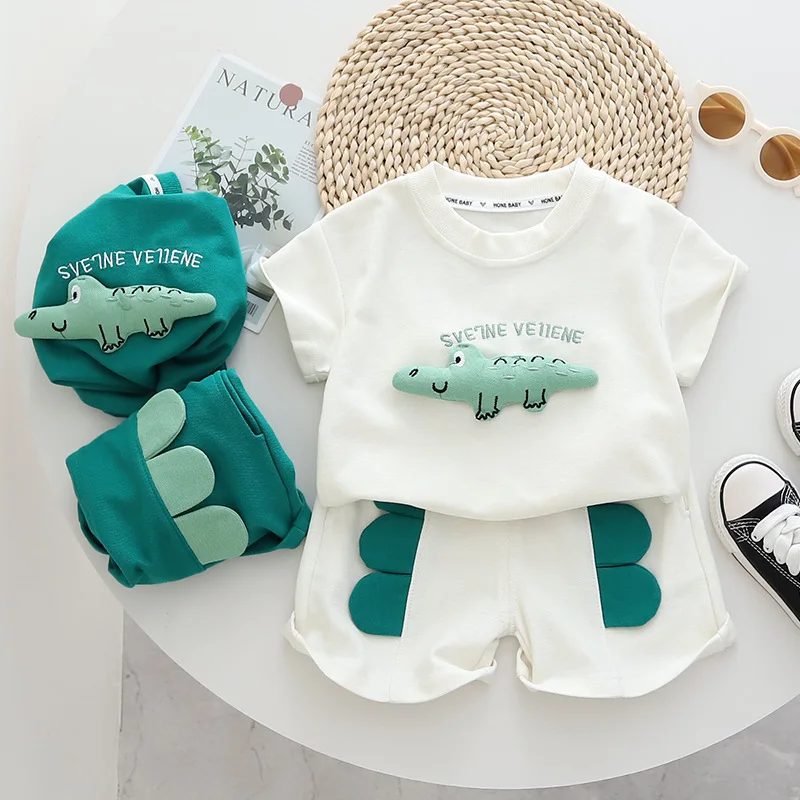 

Kids Clothes For Boys 2023 Summer Fashion Baby Boys Clothes Short Sleeve Top + Shorts 2Pcs Outfits Children's Clothing 1-4 Years