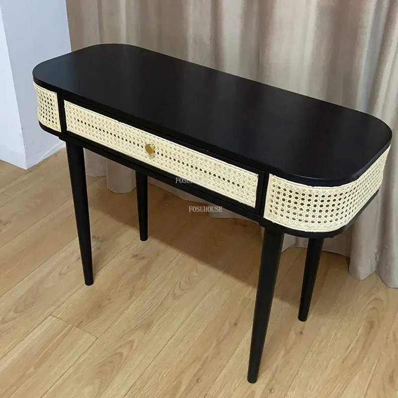 Description Picture 5 of itemJapanese rattan Dressing tables solid woodFOSUHOUSE Office Storage Side Cabinet with Drawers  Home dressers Bedroom Furniture S