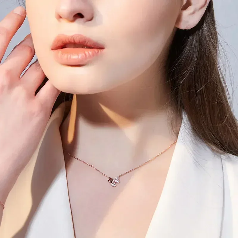 TONGZHE Pure 925 Sterling Silver Statement necklace Original Leaves Flower Clear CZ Rose Gold Jewelry Long Necklace