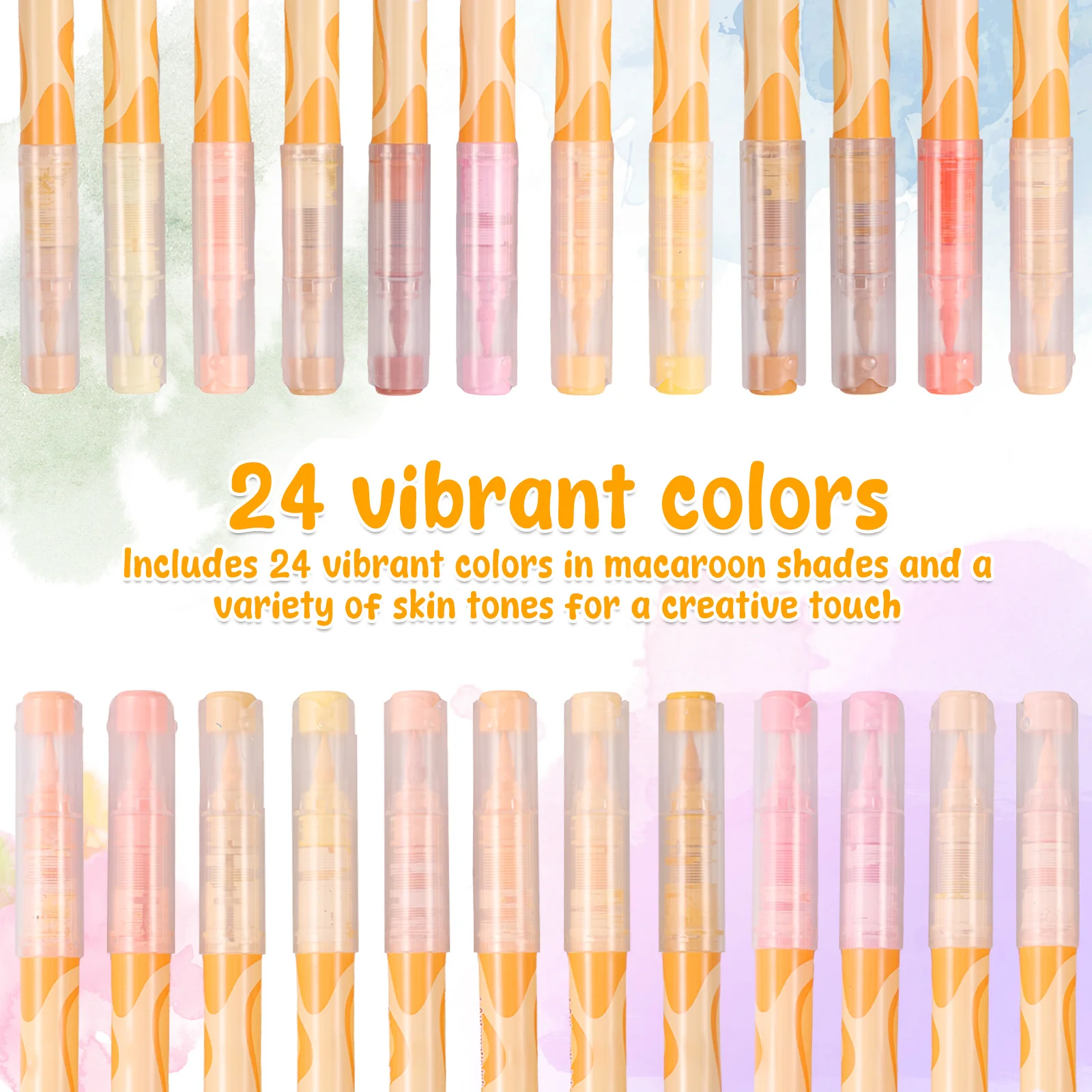 24Pcs Acrylic Paint Pens Quick Dry Acrylic Markers Set With Soft Nib for Paper Wood Rock Glass Graffiti Brush Markers