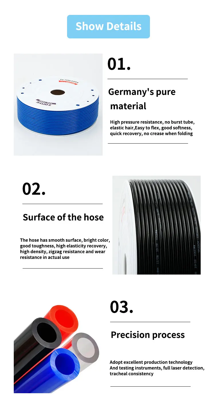 HUAZIZ Tuyau à Air En Polyuréthane Noir 8 Mm OD 5 Mm ID 10 M