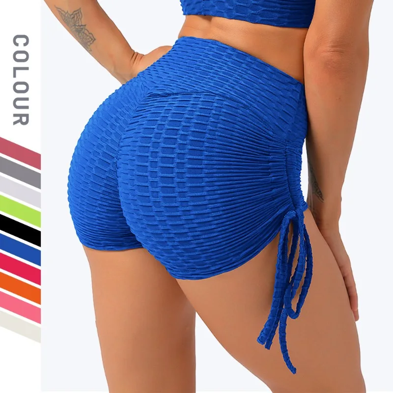 

New Fashion Sports Shorts Women Slim Lift Hip Pull Rope Yoga Shorts Elastic Yoga Fitness Running Shorts