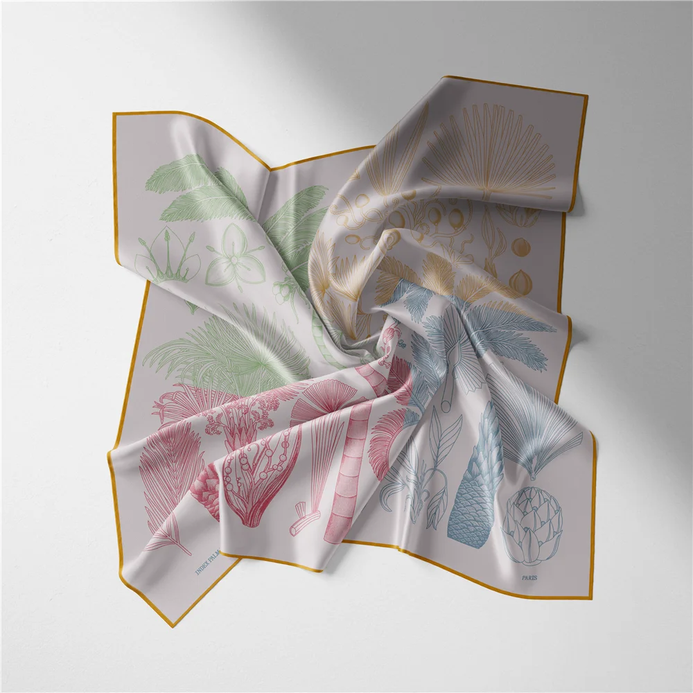 Marke Design Palm Baum Seide Schal Mode Frauen Schal Kleinen Platz Schals Kopf Schal Hals Binden Band Professionelle Halstuch – Detail 21