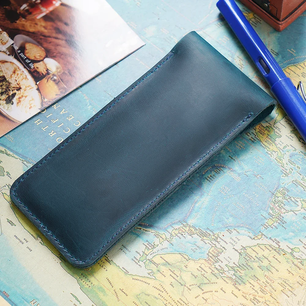 Handmade Genuine Leather Pen Bag Cowhide Pencil Bag Vintage Retro Style Accessories For Travel Journal 6