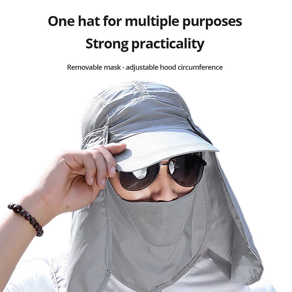 Sports Visor Hat Outdoor Hiking Camping UV Protection Face Neck Cover Sun Cap