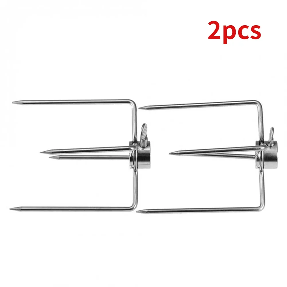 Picnic Charcoal BBQ Fork barbecue skewers barbecue tools 10cm 4 ed Grilled Beef Kebab Skewer Chicken Drumstick Turkey Barbecue Roast Accessories 2Pcs