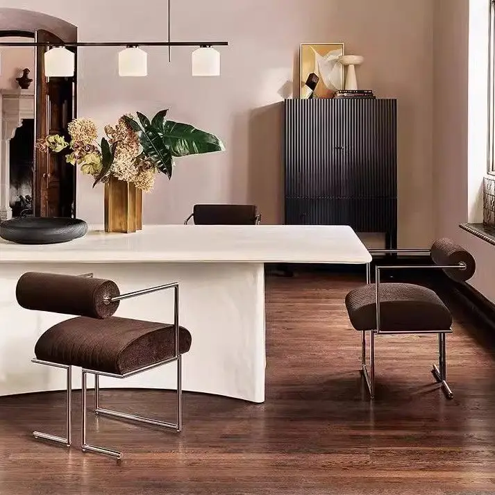 Bauhaus Dining Chair Designer Modern Minimalist Stainless Steel Reading Chair Creative Home Use Armrest Casual Vintage Chair