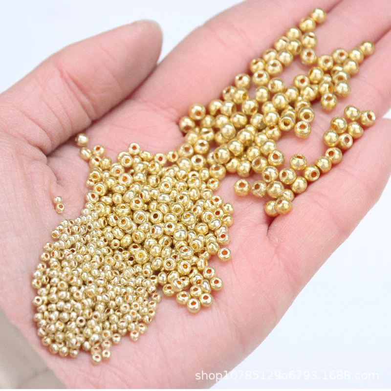 Superb Metallic Electroplated Glass Rice Beads in Gold, Silver, and Bronze
