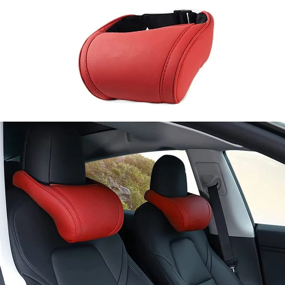 

For Tesla Model 3 Y X S Neck Pillow Leather Headrest Pillow Automobile Seat Neck Rest Auto Head Pillow Model Y Accessories