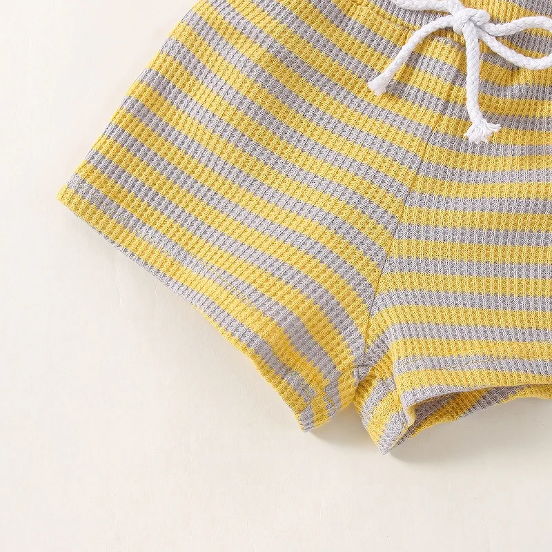 baby clothing set essentials Infant clothes 0-6 years old summer boys striped T-shirt girls baby waffle cotton round neck short sleeve shorts two-piece set baby outfit matching set