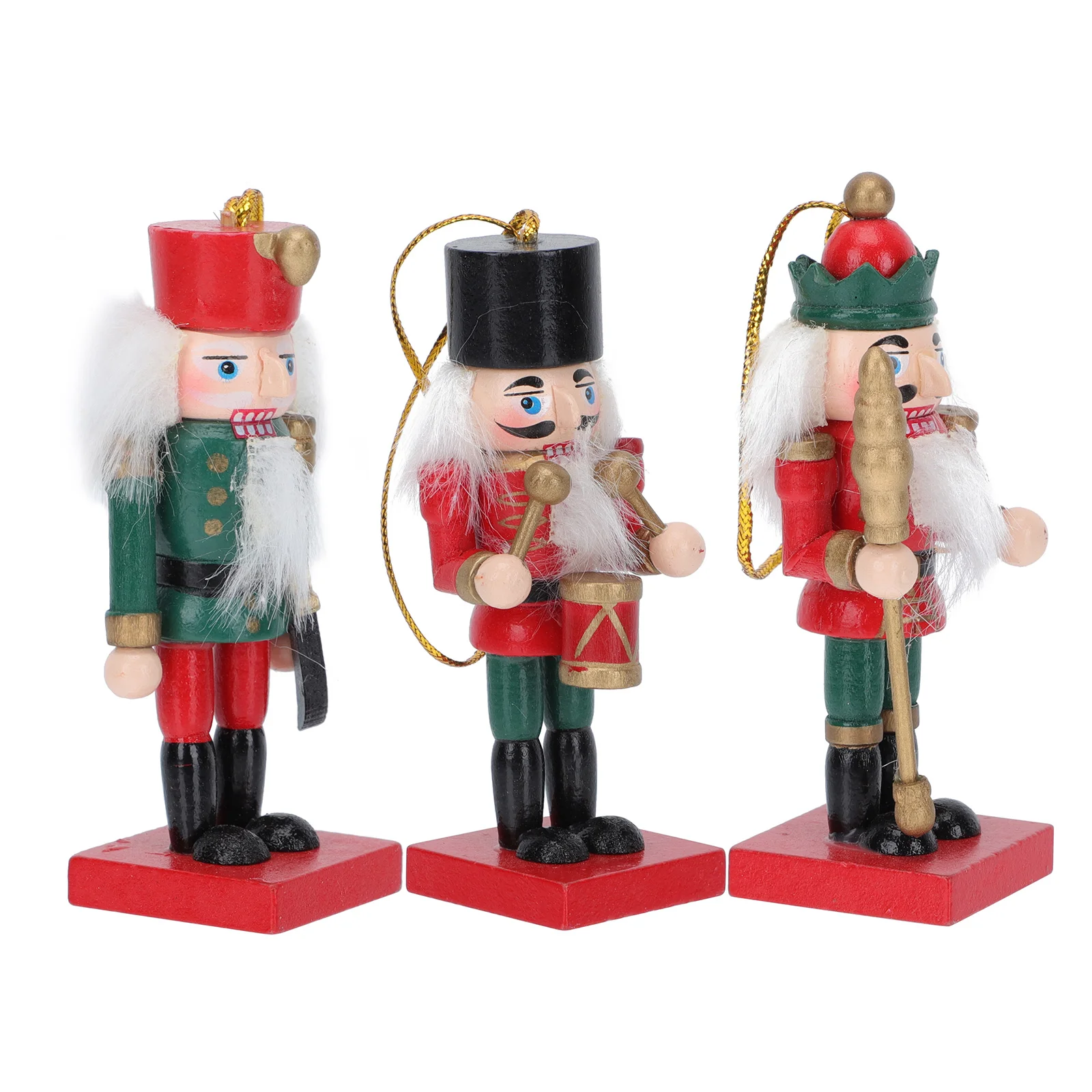 

3 Pcs Nutcracker Xmas Soldier Festival Ornament Miniture Decoration Pendant Cartoon Wood Dining Table Accessories