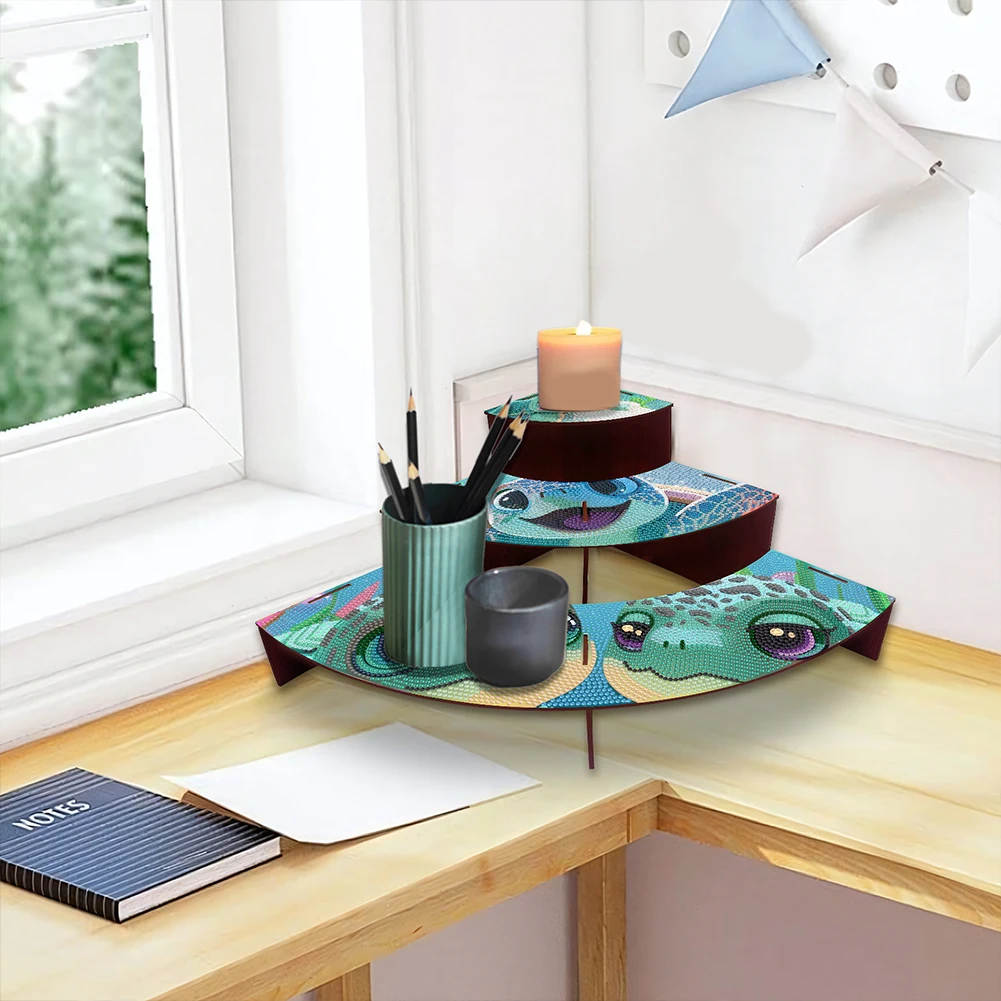 3 Tier Wood Turtle DIY Diamond Painting Storage Holder for Home Study Office