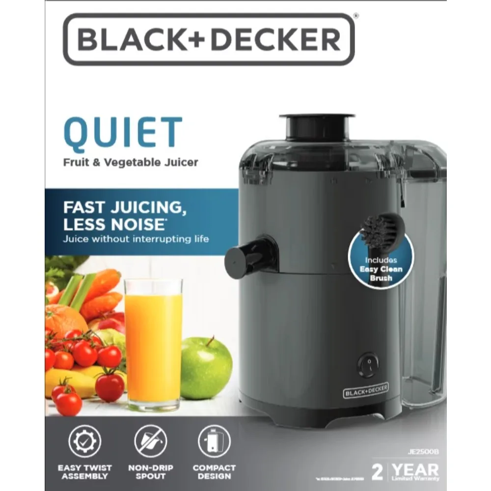Black+Decker Quiet Fruit & Vegetable Juicer, Non-Drip Spout Easy-Clean  Brush Juicers - AliExpress