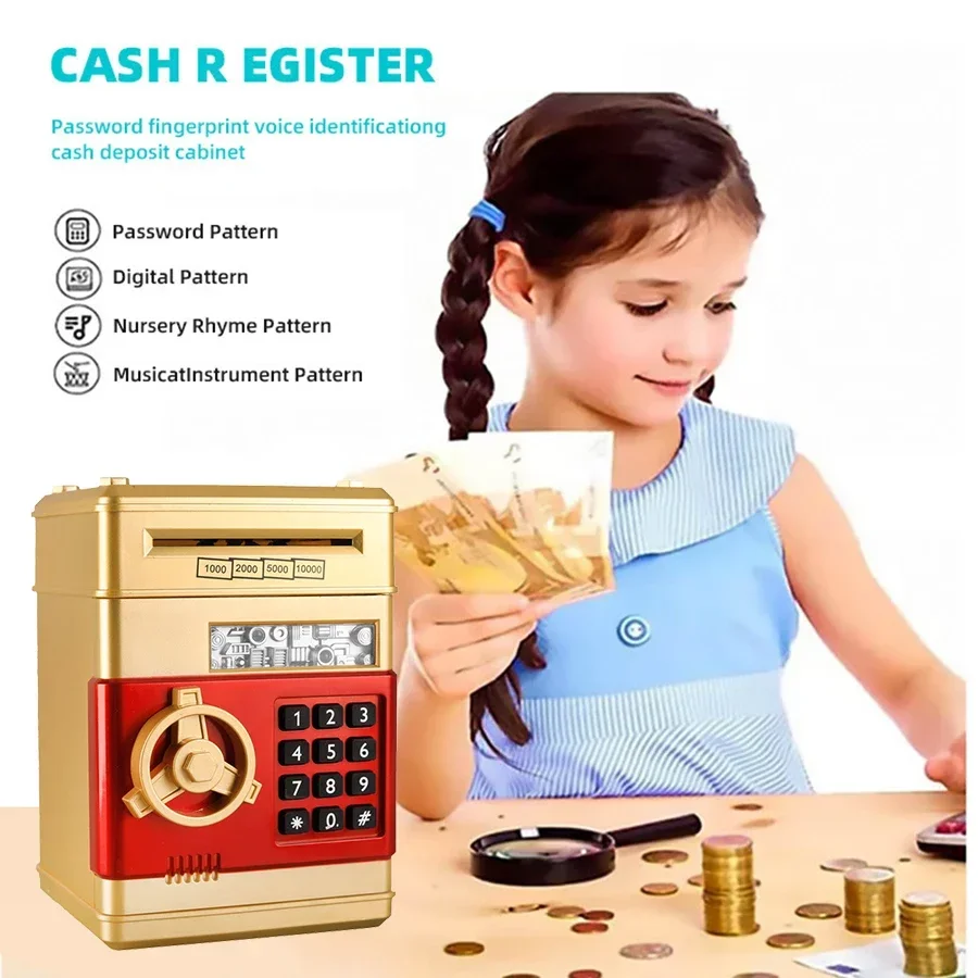 Description Picture 3 of itemChild Gift Electronic Password Money Box Coins Cash Saving Money Box Counter Code Key Lock  Automatic Mini Safe