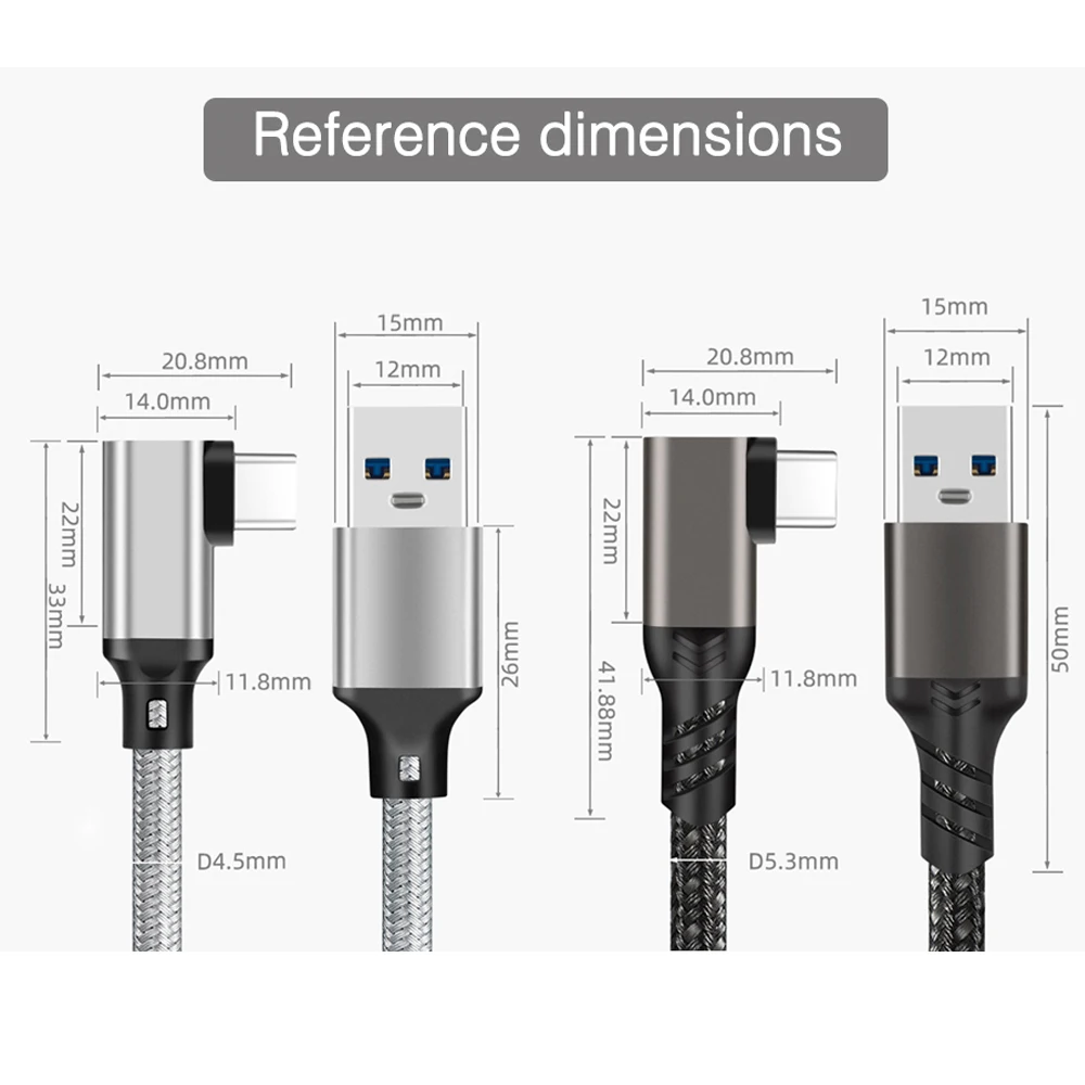 UGOURD Elbow USB To Type C Cable Fast Charging & Data Sync Cable For Mobile Games 3A 60W Charger Type C For VR Glasses VR Games usb c cable usb adapter converter