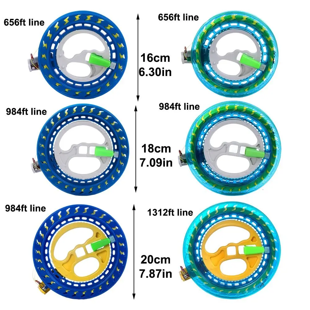 PET 16/18/20cm Kite Reel Winder Fire Wheel String Spool with 1312Feet Line Come with Lock Kite Line Winder Handle Tool 6