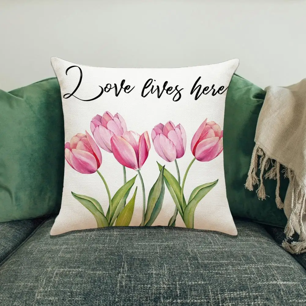 

Pink Red Tulip Print Pillowcase Red Pink Tulips Flower Pattern Pillowcase for Valentine's Day Mother's Day Home Decoration Sofa