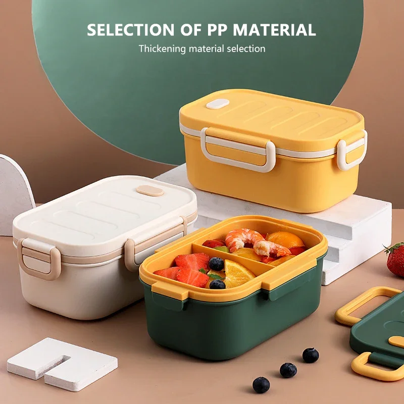 Portable Lunch Box Kids School Office Microwave Plastic Bento Boxes with Compartments Leak-Proof Salad Fruit Food Container Box