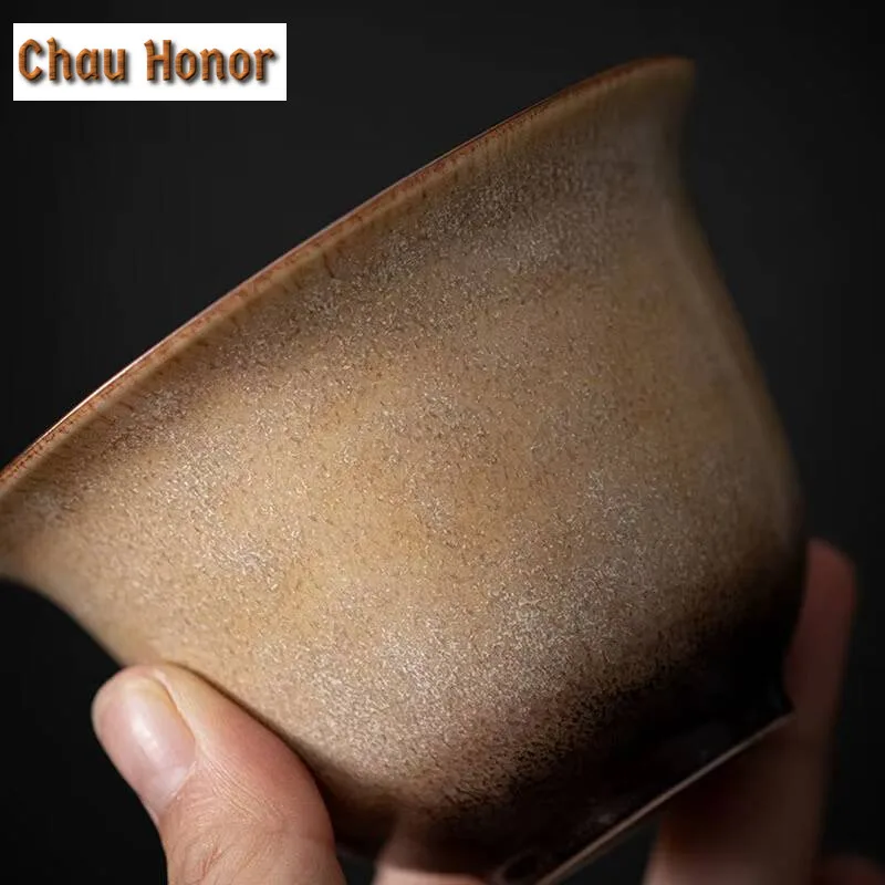 180ml Retro Kiln Change Coarse Pottery Gaiwan Aesthetic Tea Tureen Tea Bowl With Lid Kit Tea Brewing Cover Bowl Drinkware Gifts