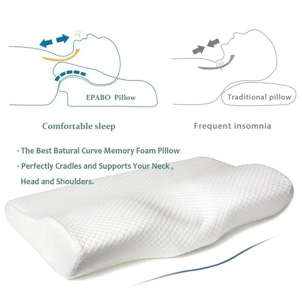 Slow Rebound Memory Foam Pillow for Neck Pain Cervical Contour Pillow Anti Snore Side Sleepers Pillows with Washable Pillow Case 4