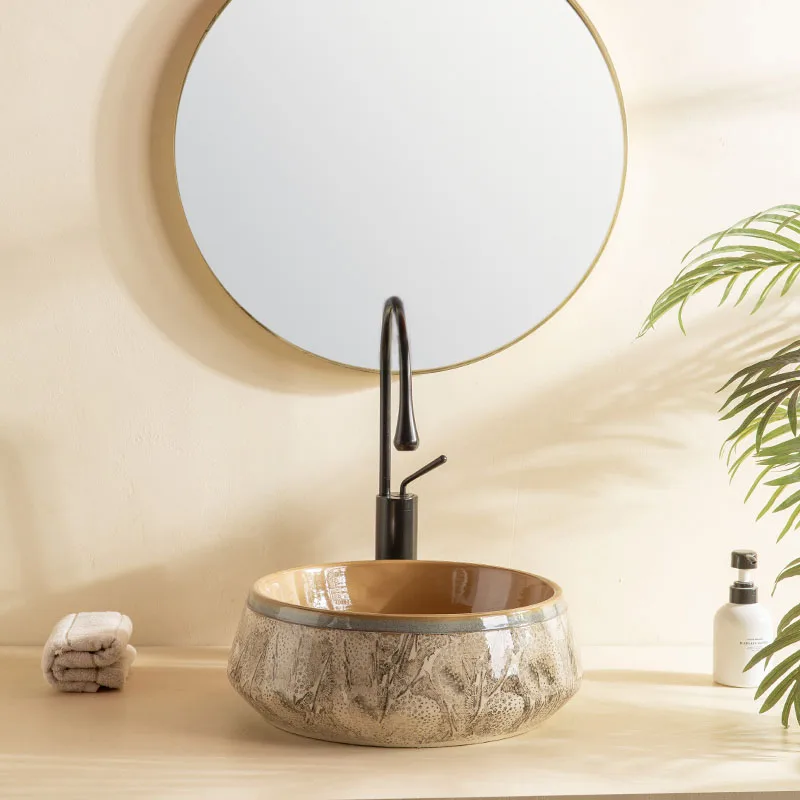 復古 \r 陶磁器 \r 台の上の鉢 \r\r 古を模倣する \r 洗面台  バスルーム 復古  陶磁器  台の上の鉢  古を模倣する