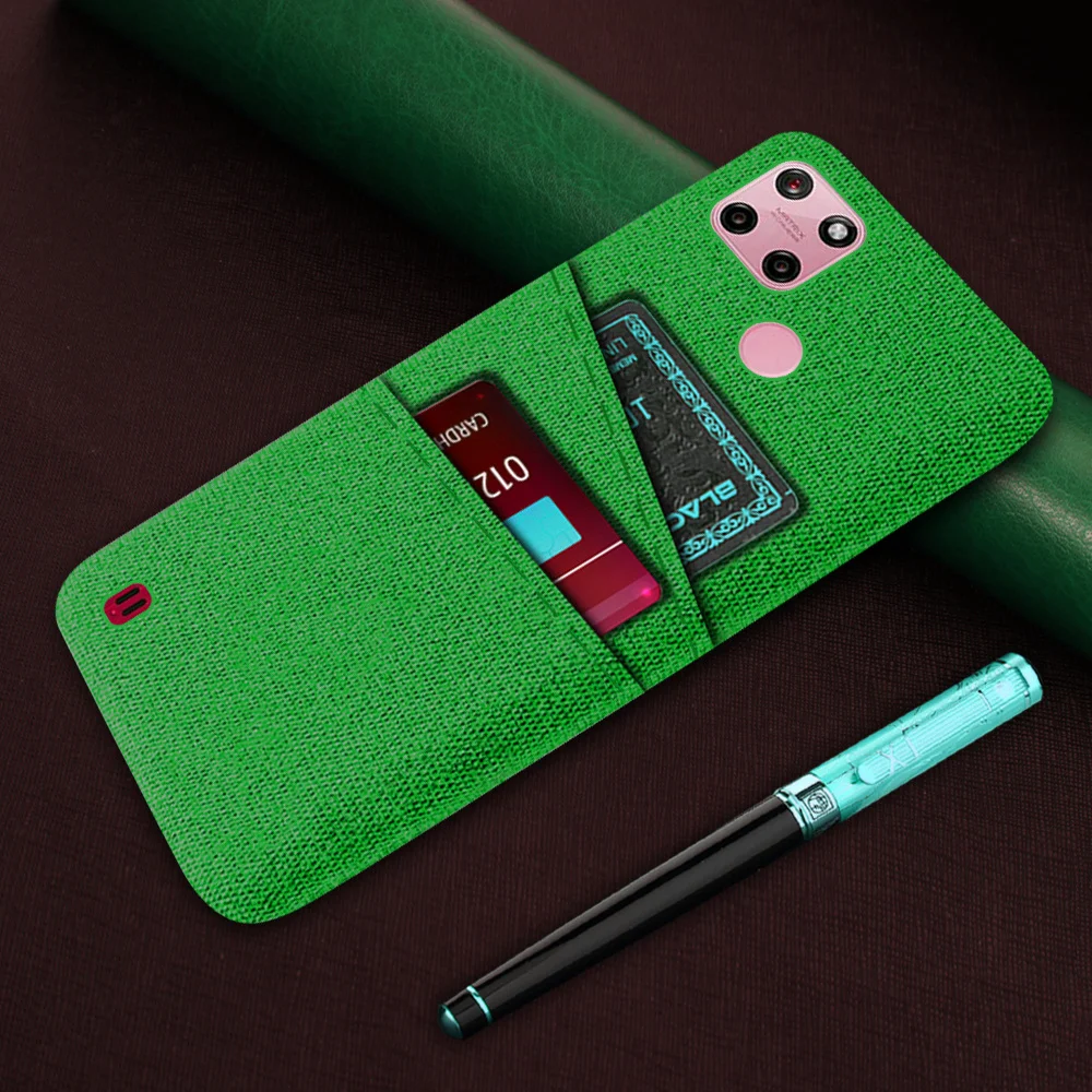 

Realme C21Y For OPPO Realme C21Y Case Luxury Fabric Dual Card Cover For Realme C21Y C21 Y RMX3261 C31 C35 Wallet Coque Funda