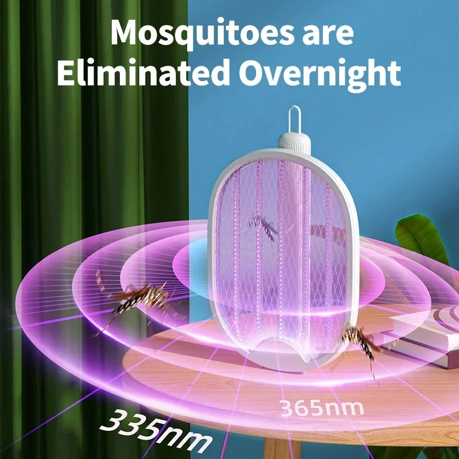 Mosquito Killer Swatter Foldable Electric USB Rechargeable Fly Trap Mosquito Swatter Racket Insect Killer With UV Light Bug Zapper 3500V