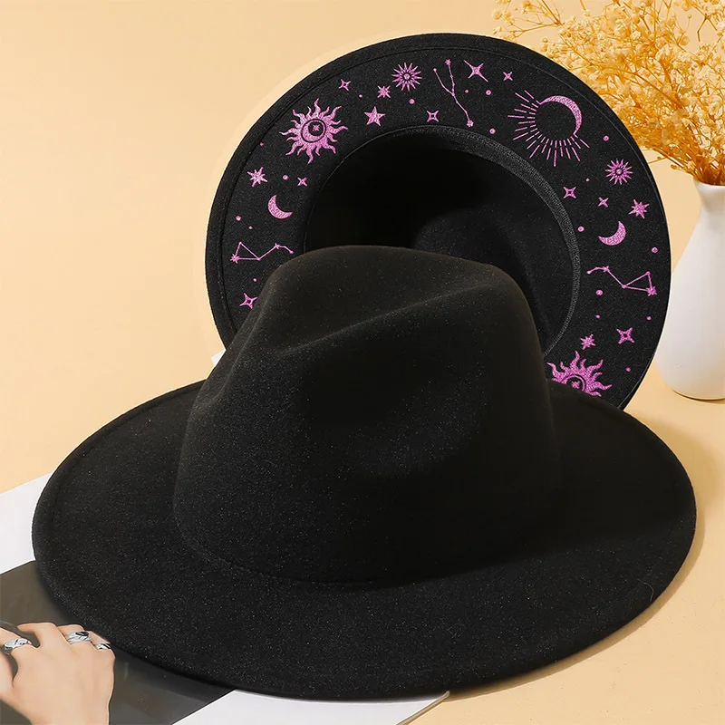 Fashion Hat Women's Vintage Fedora Hat with Wide Brim for Autumn Winter