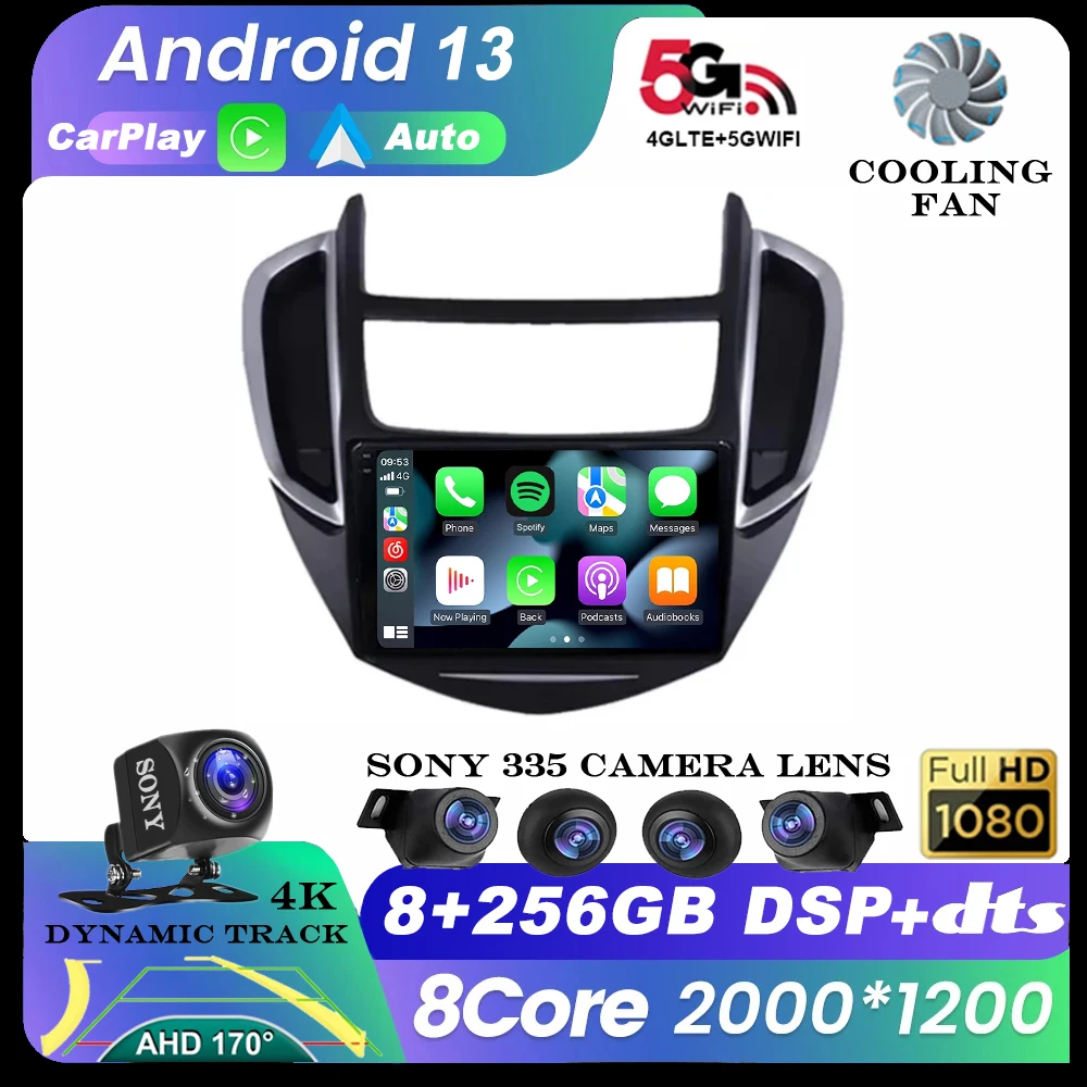 Android 13 Car Radio Multimedia Stereo Player WiFi GPS Navigation Video For Chevrolet TRAX 2014 -2016