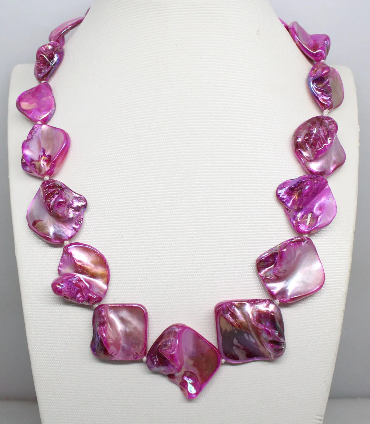 Beauty 15mm-18mm Baroque Shell Mother of Pearl Handmade Necklace 17.5inches Choose Color