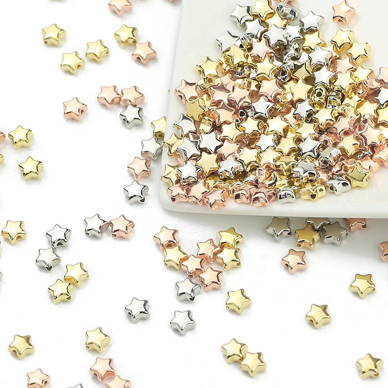 6mm 100~400pcs Star Shape CCB Beaded Gold Silver Plated Loose Beads Jewelry Making DIY Necklace Bracelets Accessories