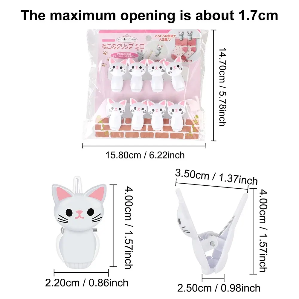 Cute Cat Plastic Clips 8Pcs/Set desk organizer,storage organizer,bag organizer for Office Desk Organize And Store Household Clothespegs Clamp Snacks Sealing