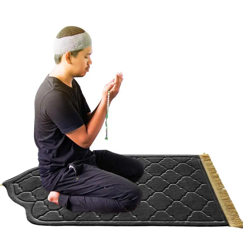 

Flannel Prayer Mat Worship Blanket Worship Kneel Embossing Floor Carpets Non-slip Soft Portable Travel Prayer Rug Ramadan Gift