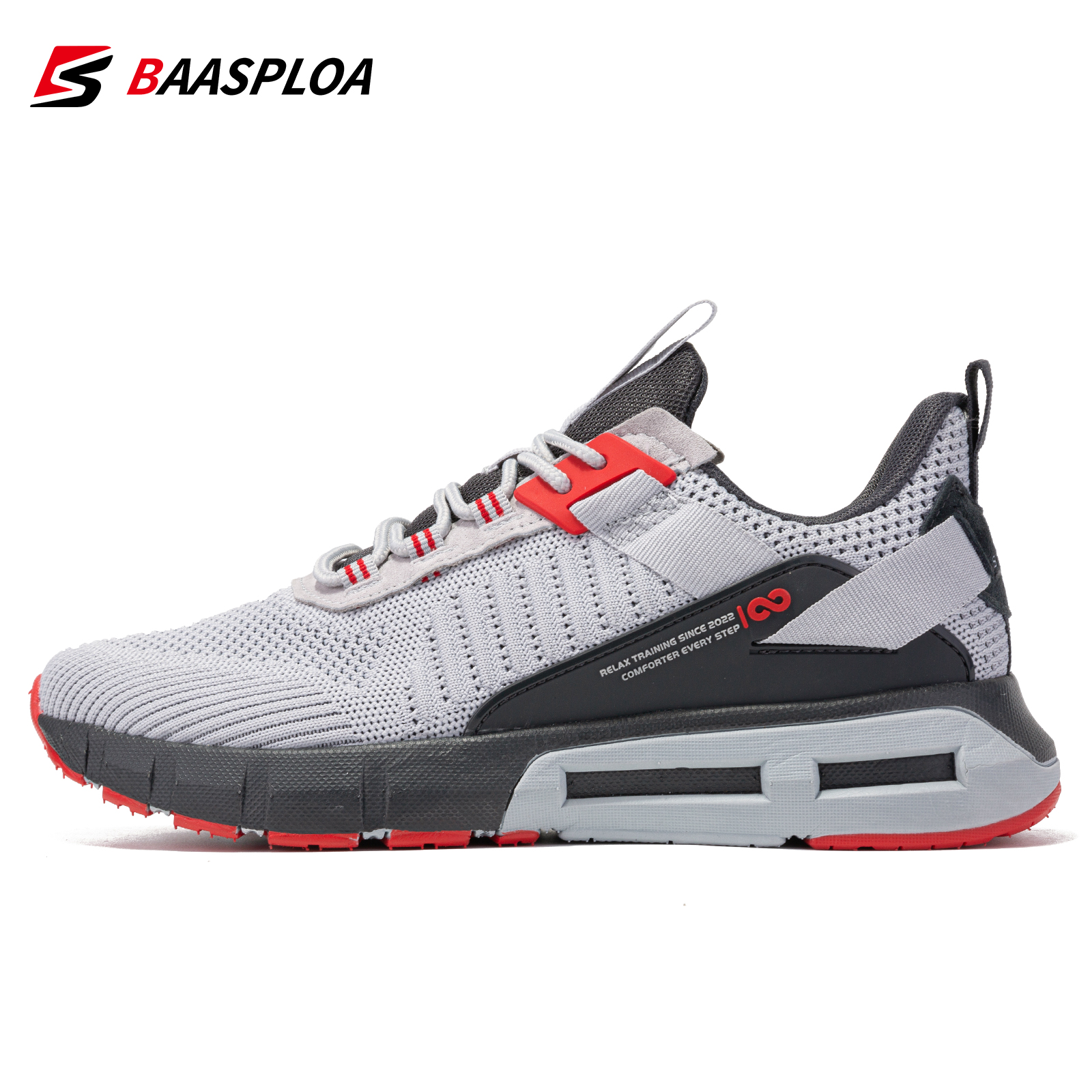 Baasploa Men Sport Shoes Mesh Breathable Walking Shoes for Men Lightweight Non-Slip Outdoor Fashion Casual Sneakers Lace Up Male