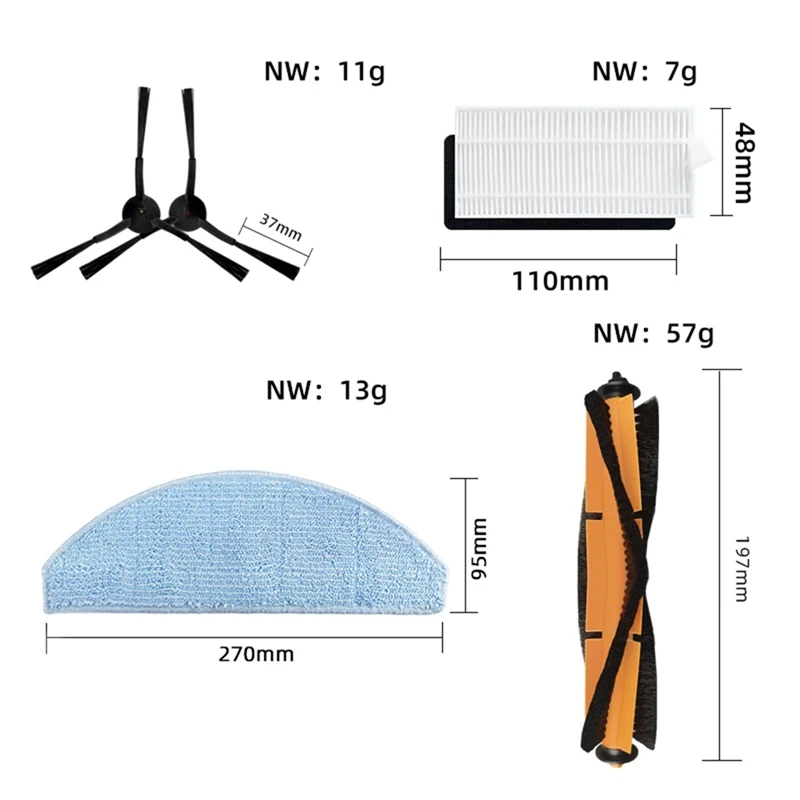 For Liectroux M200 Robot Vacuum Cleaner Spare Parts Main Side Brush Hepa Filter Mop Rag Cloth Dust Bag images - 6