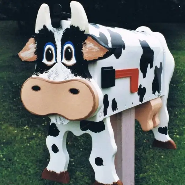 Cow Postafiók Kézzel Készített Egyedi Fém Tehén Animal Stide Boad Form House Letter Box Dekoráció Otthon És Kert