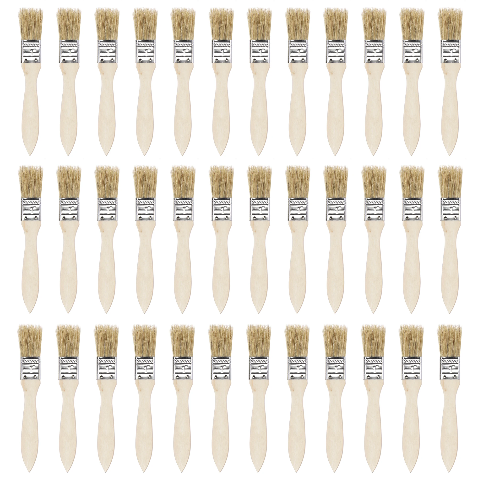 Uxcell 36 Pcs Polegada Paint Brush Natural Cerdas Borda Plana com Madeira Handle Wall Tratamento Ferramenta para Pintura Vernizes Colas