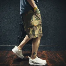

Summer Thin Camouflage Workwear Shorts Men's Loose Fashion Brand Cropped Casual Pants plus Size Overweight Man Breeches Middle P