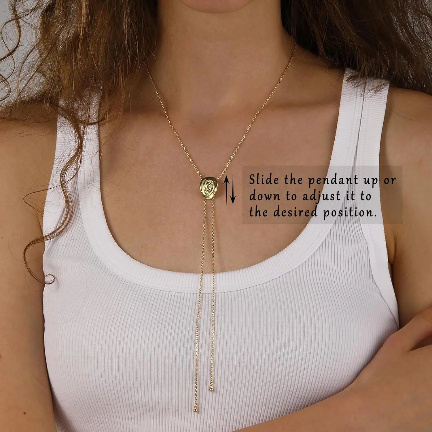 thumbnail image 2 of Cowgirl Hat Necklace For Women – 14k Gold Plated Western Pendant, 31" + 3" Chain, Cowboy Bolo Tie Style Gift 2 of 11