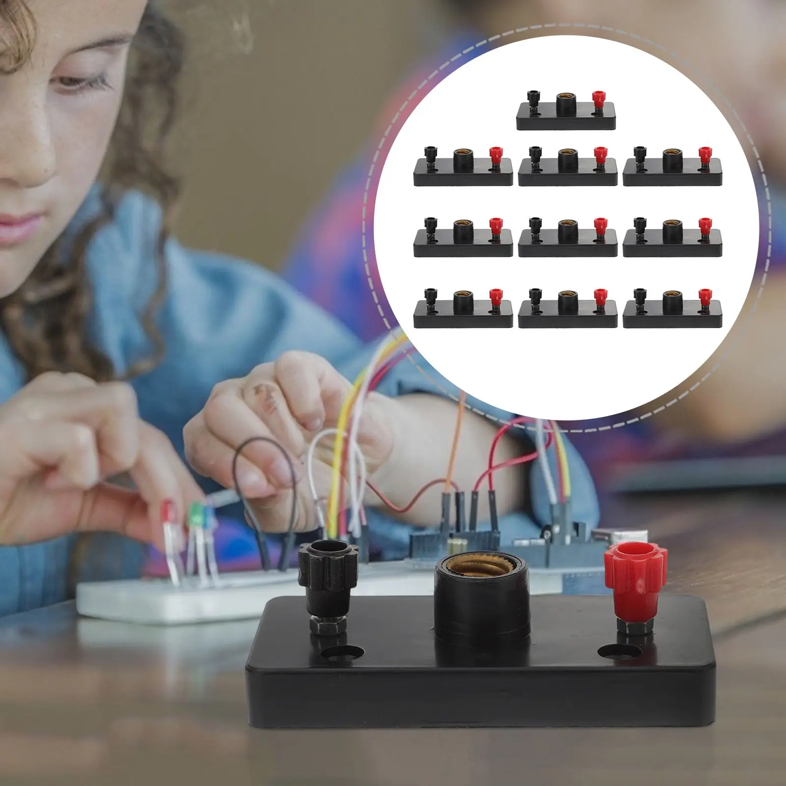 10Pcs Black Plastic Base Brass Screw Bulb Socket Lamp Holder Physics Laboratory Educational Equipment Supplies