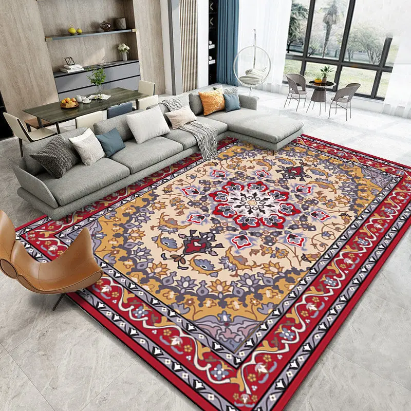 

Persian Home Bedroom Bedside Carpet European Retro Hotel Homestay Decoration Carpets Ethnic Style Study Cloakroom Non-slip Rug