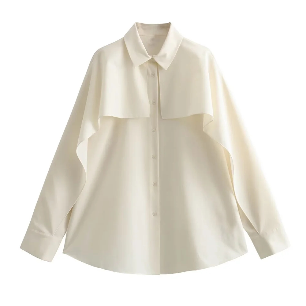 

New autumn and winter women's French minimalist design clean fit double layer elegant shirt 05139750712